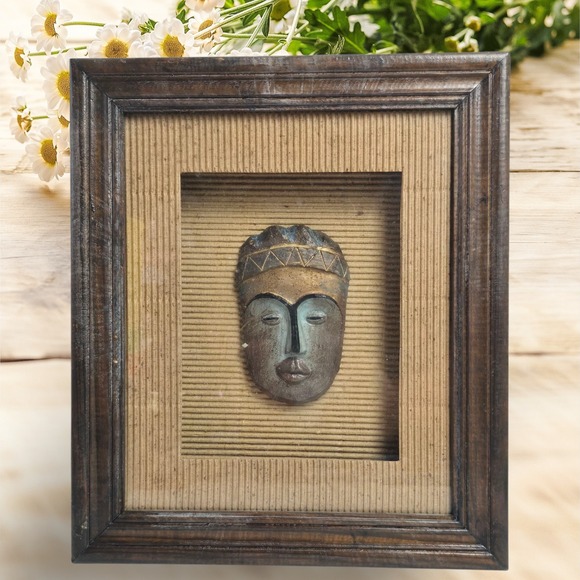 Other - VTG Framed African-Style Tribal Mask Wall Art – Decorative Wall Hanging 11.5"